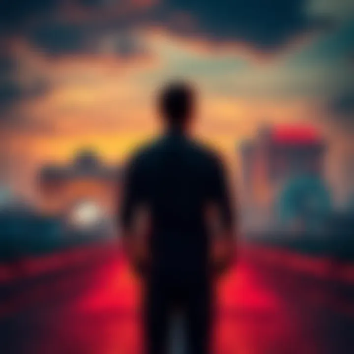 A man stands at a crossroads, looking towards Mumbai and Pune, contemplating his move for love and career.