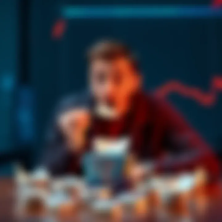 A man sitting at a table with several opened silica gel packets around him, looking surprised while holding one in his hand.