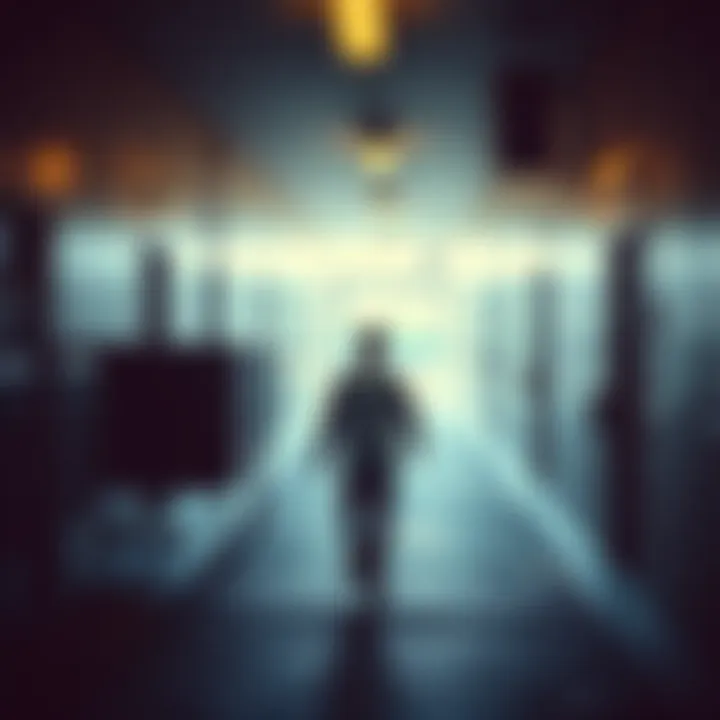 Man leaving a homeless shelter A man walking away from a Christian homeless shelter, looking hopeful and free