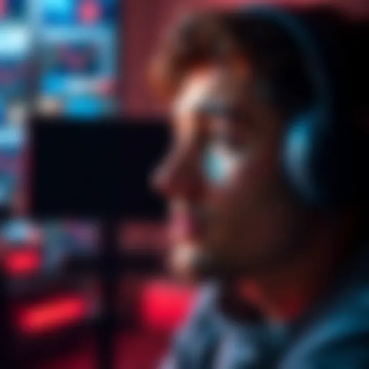 Man Listening to Subliminals A young man with headphones, focused and relaxed while listening to subliminal audio, representing the concept of male subliminals