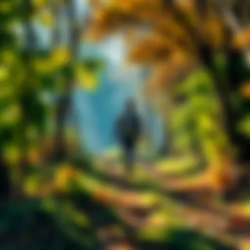 A man walking on a path surrounded by trees, symbolizing personal growth and transformation.