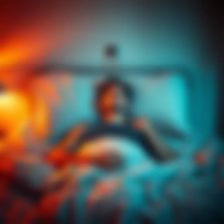 A 35-year-old man lying in a bed, looking distressed and unable to move, illustrating his terrifying sleep paralysis experience in a sober living house.