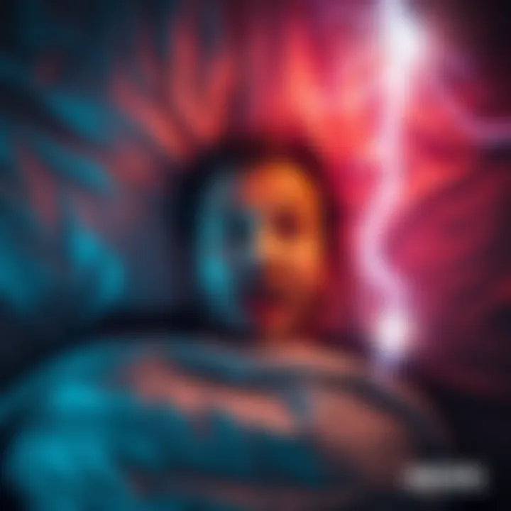 A man lying in bed with a shocked expression, eyes wide open, as an electric shock sensation overwhelms him, illustrating his state of sleep paralysis.