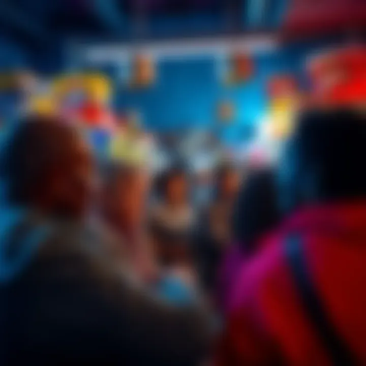 People discussing Mandela Effects A group of diverse people sharing their experiences about Mandela Effects, with products like Jiffy and Fruit of the Loom in the background.