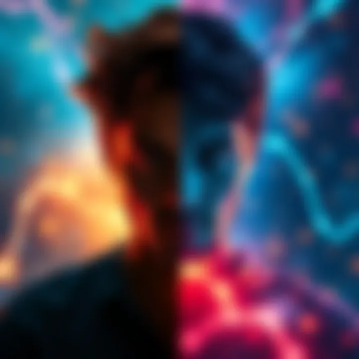 A split scene showing a person looking confused between two different timelines, representing the Mandela Effect and parallel universes.