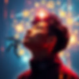 Manifestation Concept A person visualizing their goals surrounded by symbols of intention like light and energy.