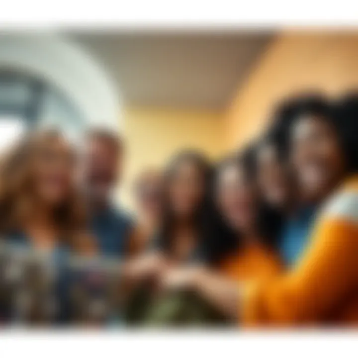 A diverse group of people smiling and sharing their goals in a supportive circle, symbolizing community and encouragement in manifestation efforts.