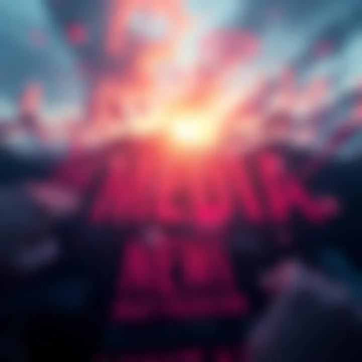 An abstract representation of media manipulation with swirling headlines and shadows