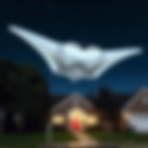 Manta Ray Entity in Night Sky A large, translucent manta ray-like entity gliding silently over a Kentucky home at night.