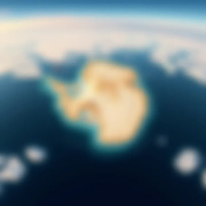 A historical map showing a landmass resembling Antarctica without ice, created in 1531, featuring detailed coastlines and land shapes