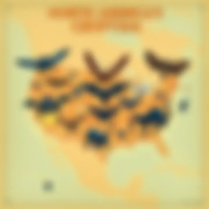 A detailed illustration showing various cryptids including the Oklahoma Octopus and Mothman across North America