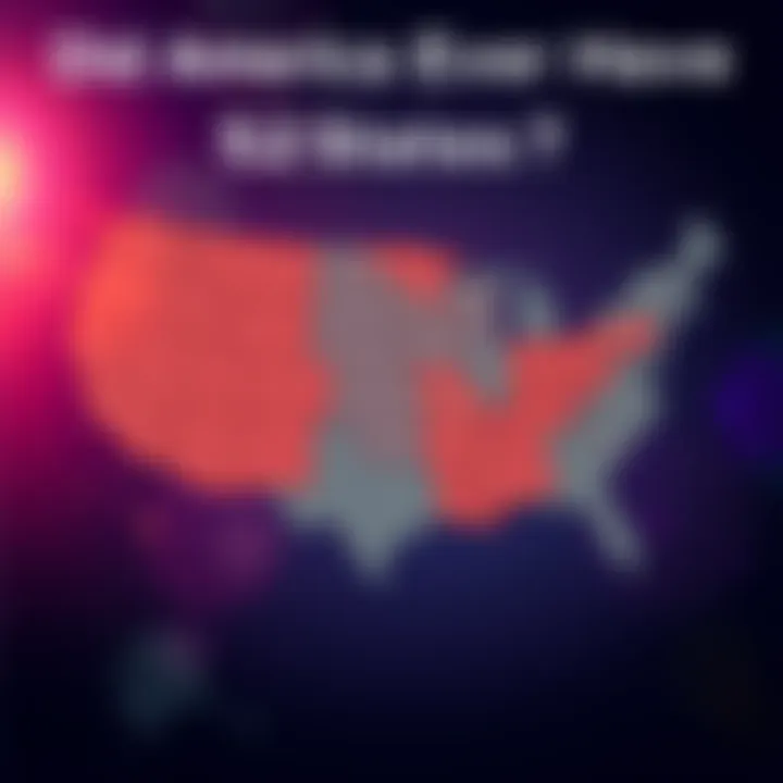 An illustrated map showing the 50 states of America with a highlighted section suggesting the idea of 52 states