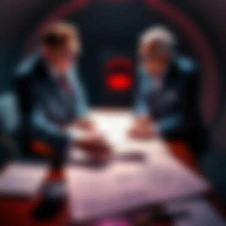 Guglielmo Marconi and Enrico Fermi discussing plans over a table with blueprints and documents related to the 1933 Magenta UFO crash