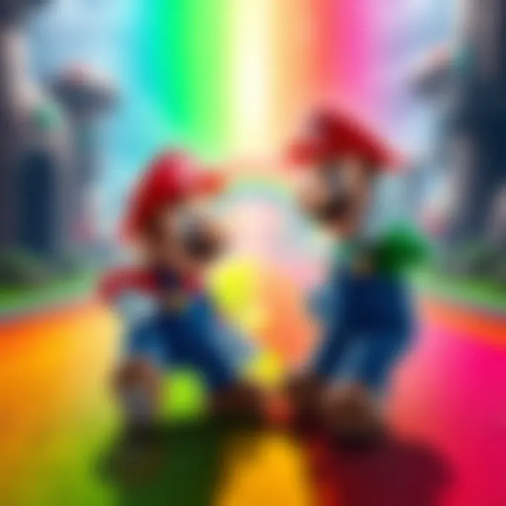 Mario and Luigi Debate Reality Mario and Luigi discussing if their world is a simulation, with Rainbow Road in the background