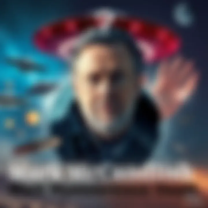 Mark McCandlish's photo with a backdrop of UFO images and a question mark, symbolizing controversy and investigation surrounding his death