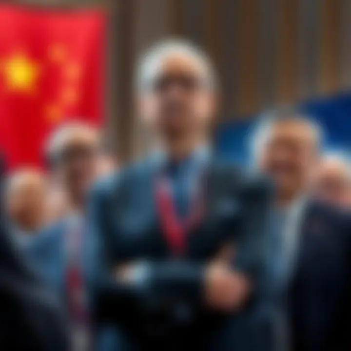 Mark Epstein stands with members of Congress and Chinese business leaders, showcasing connections and influence in politics and business.