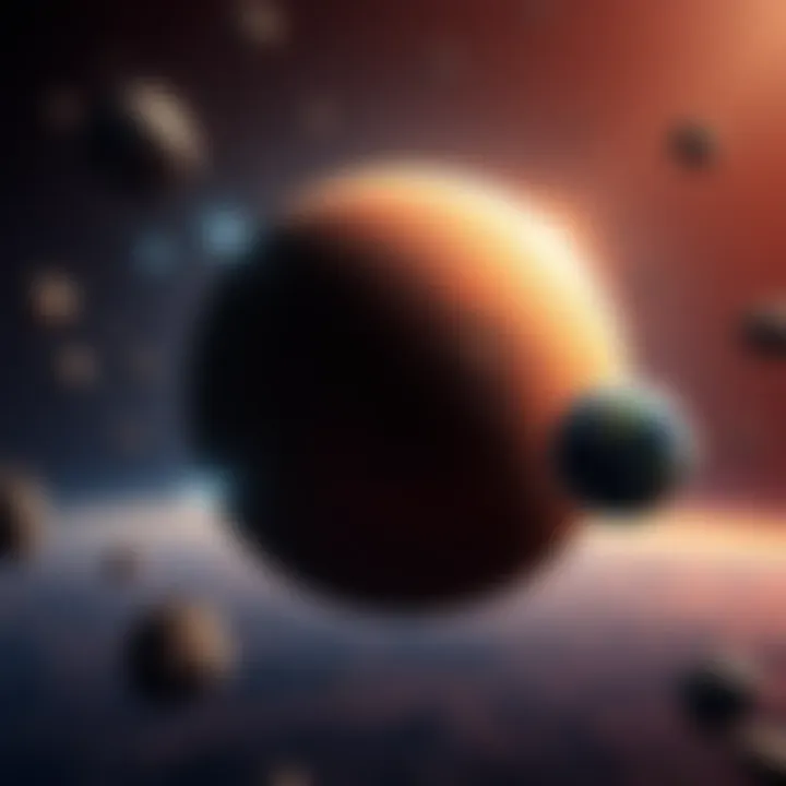 An illustration showing Mars with asteroids and arrows pointing towards Earth, suggesting the transfer of microbial life.