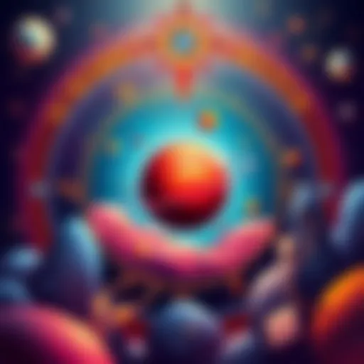 A vibrant illustration showing the planet Mars in a colorful 5th house astrological chart with playful and creative elements, representing passion and expression.