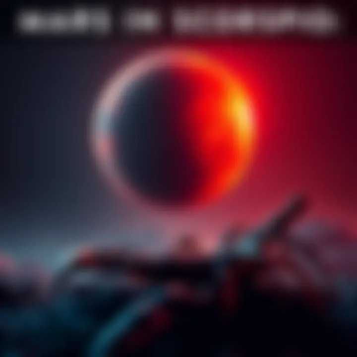 Mars in Scorpio A bold red planet symbolizing Mars with Scorpio's scorpion in the foreground, representing intense emotions and transformation.