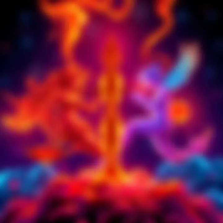 A vibrant and dramatic illustration showing the symbols of Libra and Gemini with Mars energy, representing fierce personality traits.