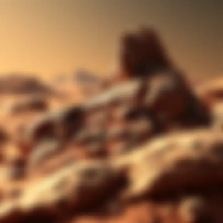 A close-up view of a strange rock formation on Mars, showcasing its unique texture and shape, intriguing scientists for further study.