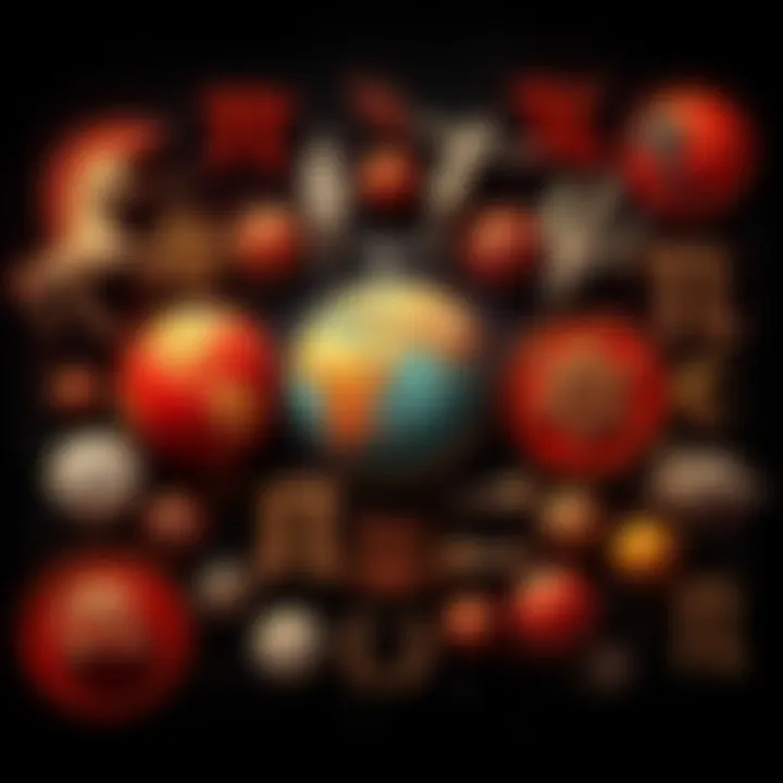 A collage of symbols representing Mars signs with traits like athleticism and bravery highlighted