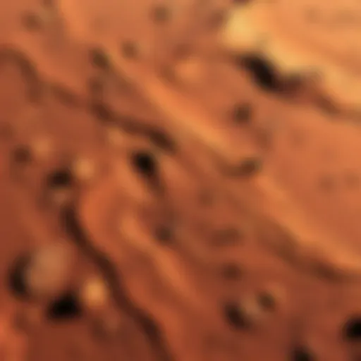 A low-resolution image of the Mars surface, showing pixelated areas and limited detail, reflecting the current state of NASA's imagery.