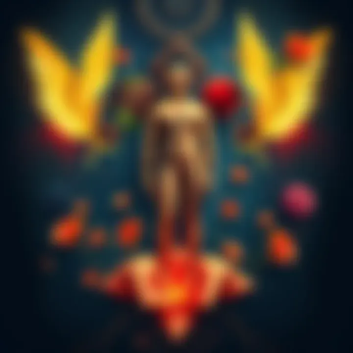 An illustration showing a balanced figure representing both masculine and feminine traits, surrounded by symbols like gears and flowers to signify strength and nurturing.