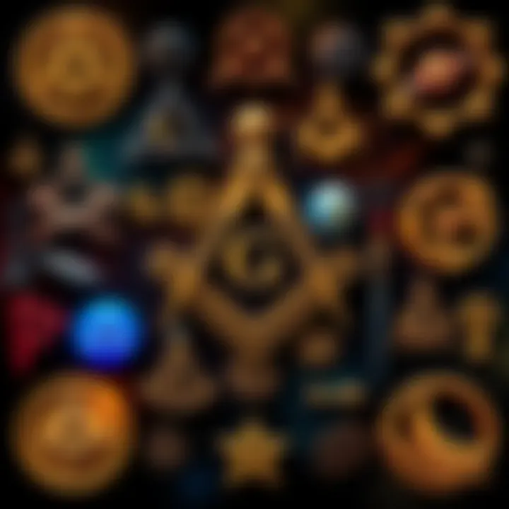 Collage of Masonic symbols featured in various films and TV shows, showcasing their influence on storytelling and culture.