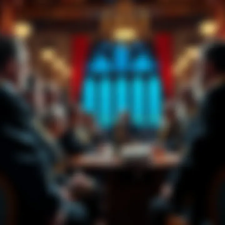 Group of Masons in a lodge meeting, talking about membership changes and options for jurisdictions.