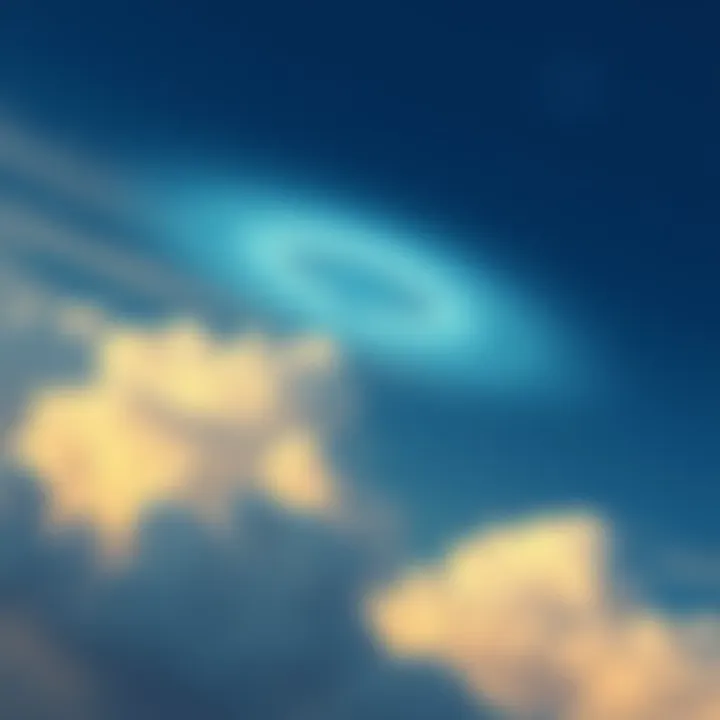 A large bright object in the sky over Astana, Kazakhstan, with clouds surrounding it