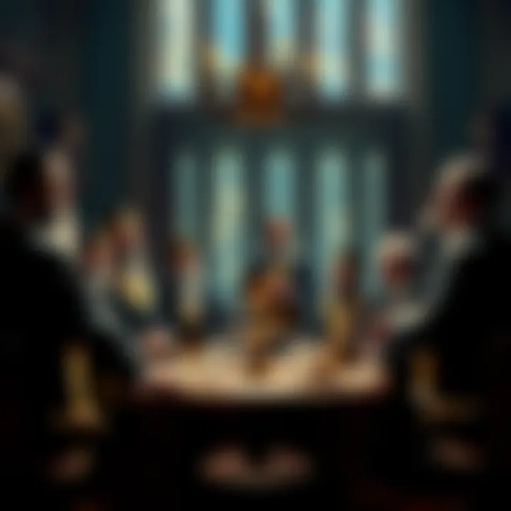 Group of Master Masons discussing their roles and responsibilities in a lodge setting.