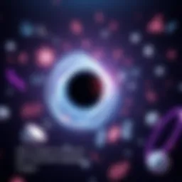 Illustration showing various mathematical symbols and equations floating in space with a black hole in the background.
