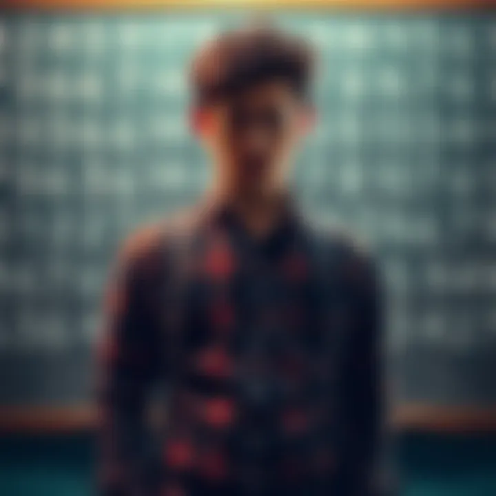 A math enthusiast stands in front of a chalkboard filled with prime numbers while looking frustrated, representing the struggle against censorship in the mathematical community.