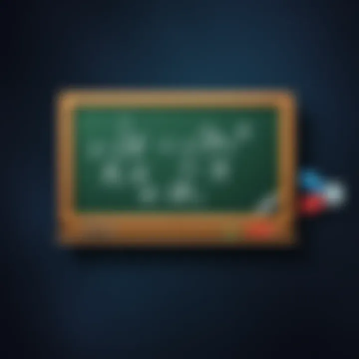 Illustration of a mathematical equation on a chalkboard, symbolizing the study challenging the computer simulation theory, with a cosmic background.
