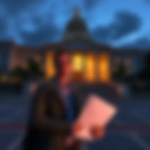 Journalist Matt Laslo standing outside the Senate building looking concerned after press credentials were revoked, holding official documents in hand.