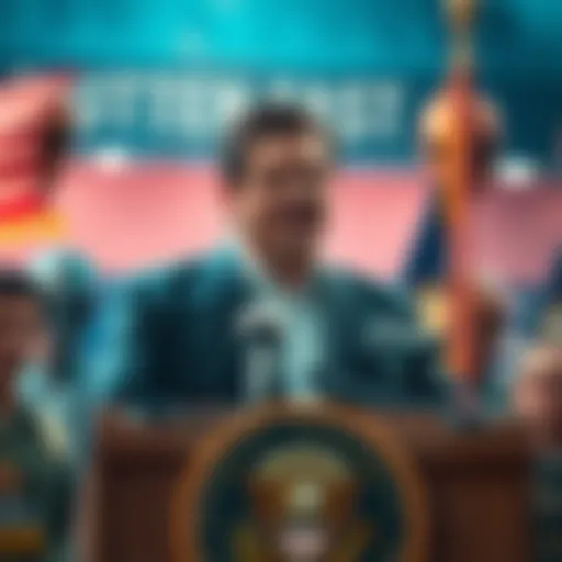 Rep. Matt Gaetz making controversial claims about the military and aliens at a podium