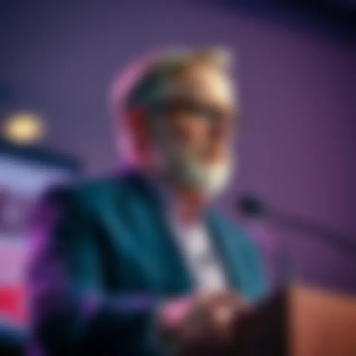 Matt Walsh speaking at a podium with a serious expression, addressing an audience about immigration issues.