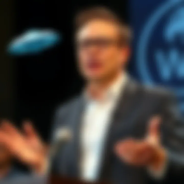 Matthew Brown gestures passionately while discussing Elon Musk's knowledge of UFOs at a press conference