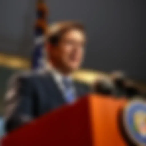 Matthew Brown at a press conference Matthew Brown speaking at a podium, addressing the media about UAPs and seeking presidential immunity from Trump.
