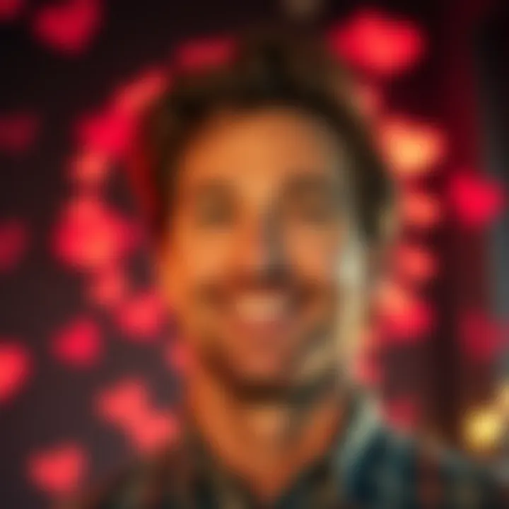 Matthew McConaughey with a charming smile Matthew McConaughey smiling warmly, representing an ideal romantic partner, surrounded by hearts and light