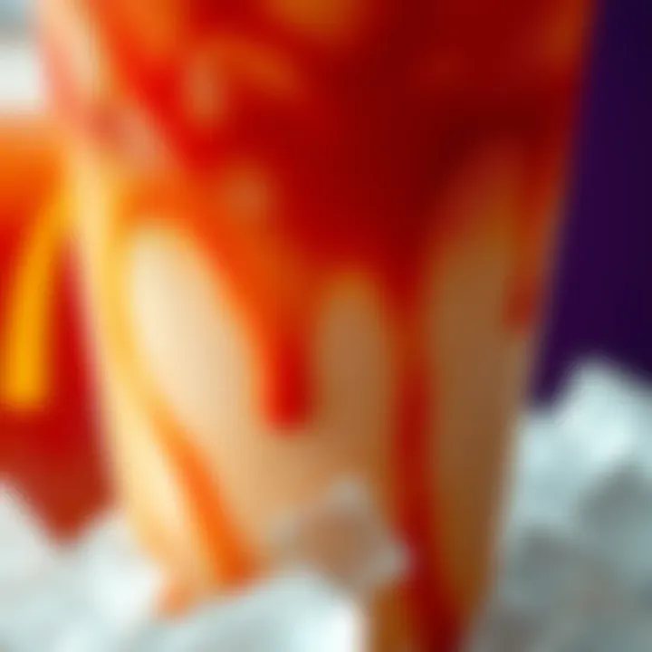 A close-up of a McDonald's dirty soda with colorful syrup and ice, illustrating its high sugar content.