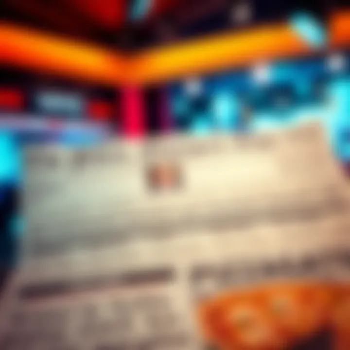 Media Coverage of Pizzagate A newspaper headline discussing the Pizzagate controversy with a blurred image of a news studio in the background.