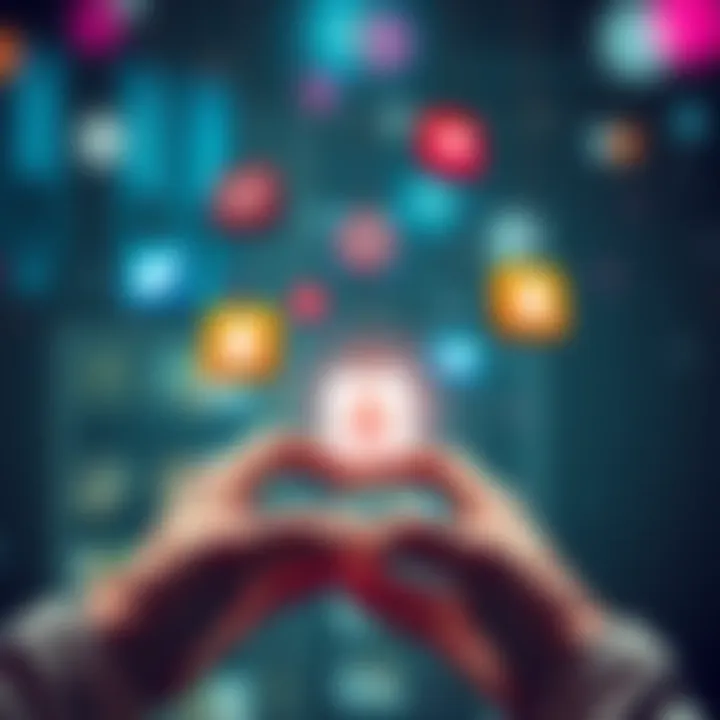 A graphic showing hands controlling social media icons with strings, symbolizing manipulation of content visibility.