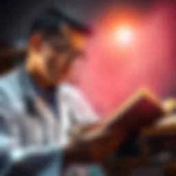 A medical professional examining old medical texts with a concerned expression, symbolizing a challenge to long-held beliefs.