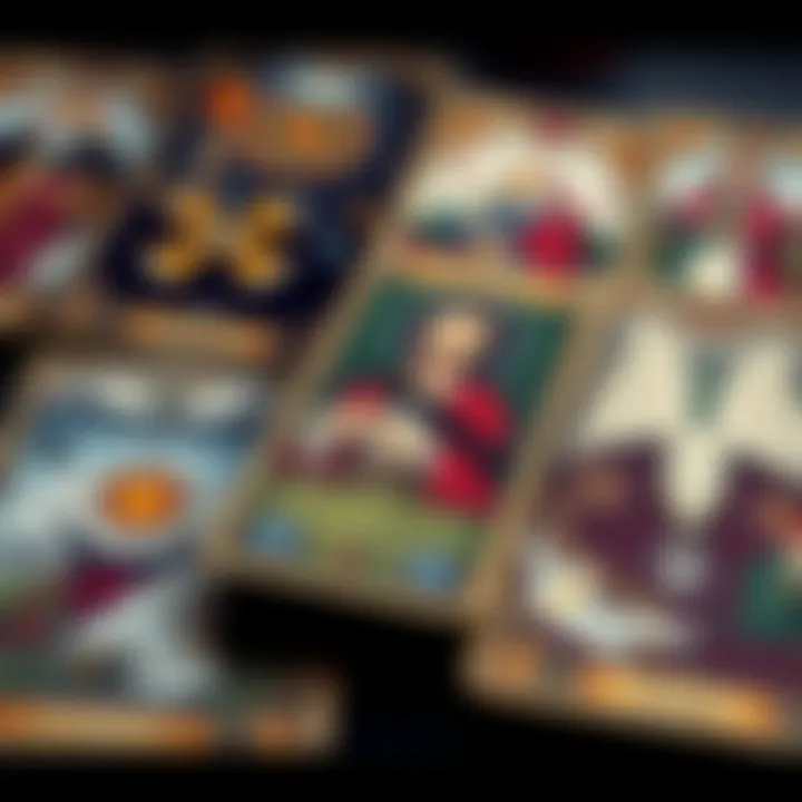A detailed view of the Medieval Scapini Tarot deck showcasing vibrant illustrations and symbols of medieval themes.