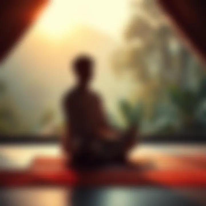 A person sitting cross-legged, practicing Vipassana meditation in a serene environment, promoting relaxation and better sleep.