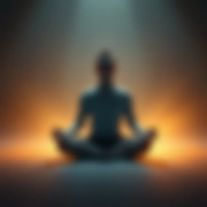 Individual sitting cross-legged with closed eyes, surrounded by soft light, representing the vibration state for out-of-body experiences.