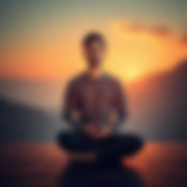 A person sitting cross-legged in a serene environment, reflecting on their spiritual journey while appearing self-focused