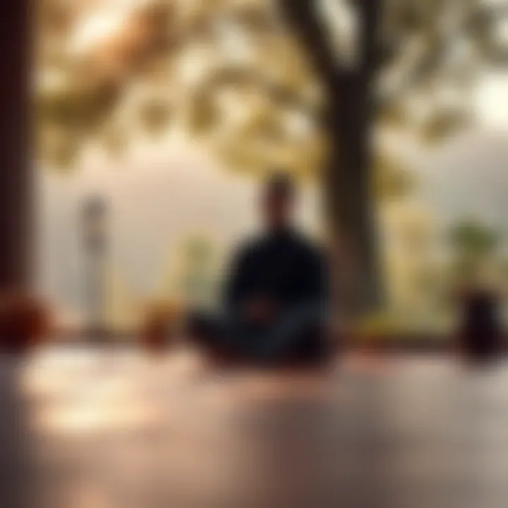 A person sitting cross-legged in a peaceful setting, practicing meditation to find happiness and calmness.